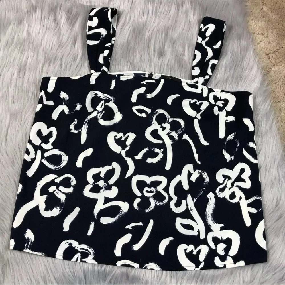 J Crew Sleeveless Top Brushstroke Floral Navy 16